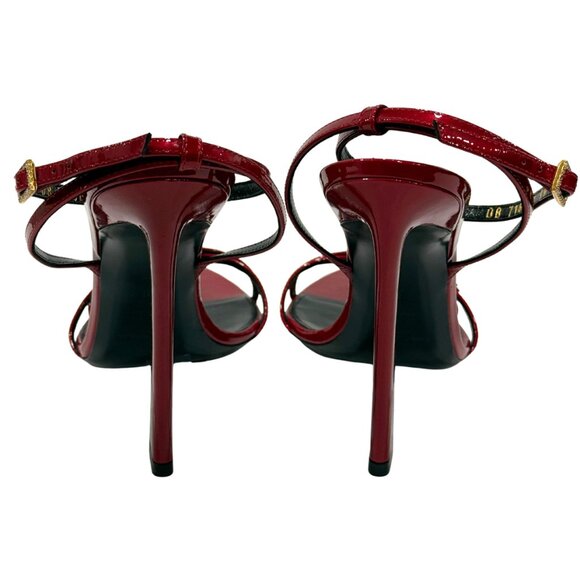 $1190 Saint Laurent red patent strappy crystal sandals 9/39 - Picture 5 of 5